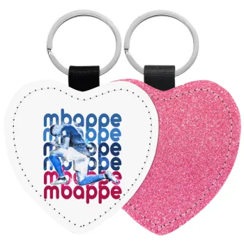 Kylian Mbappé, Μπρελόκ PU δερμάτινο glitter καρδιά ΡΟΖ