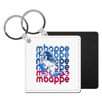 Kylian Mbappé, Μπρελόκ Δερματίνη, τετράγωνο ΜΑΥΡΟ (5x5cm)