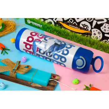 Kylian Mbappé, Easter candle, Childrens hot water bottle, stainless steel, with safety straw, BLUE (500ml)