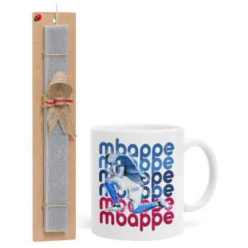 Kylian Mbappé, Easter Set, Ceramic Cup (330ml) & Easter aromatic flat candle (30cm) (GRAY)