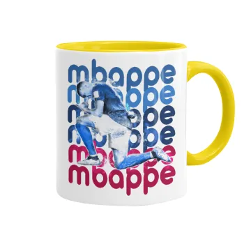 Κιλιάν Μπαπέ, Κούπα χρωματιστή κίτρινη, κεραμική, 330ml