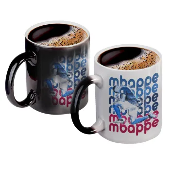 Kylian Mbappé, Color changing magic Mug, ceramic, 330ml when adding hot liquid inside, the black colour desappears (1 pcs)