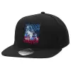 Adult Flat Snapback Hat Black, (100% COTTON TWILL, ADULT, UNISEX, ONE SIZE)