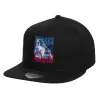 Children's Flat Snapback Hat, Black (100% COTTON, CHILD, UNISEX, ONE SIZE)