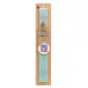 Easter Set, wooden keychain & aromatic flat Easter candle (30cm) (TURQUOISE)