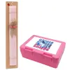 Easter Set, children's snack container PINK & scented flat Easter candle (30cm) (PINK)