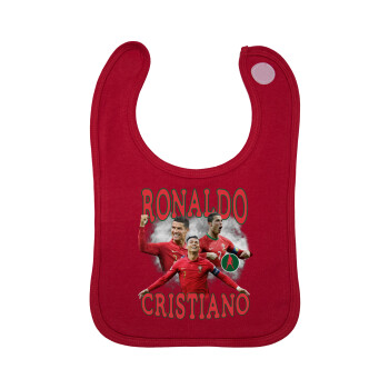 Cristiano Ronaldo, Σαλιάρα με Σκρατς Κόκκινη 100% Organic Cotton (0-18 months)