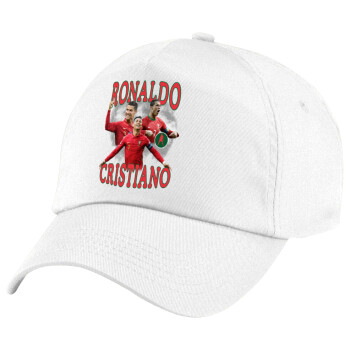 Κριστιάνο Ρονάλντο, Καπέλο παιδικό Baseball, 100% Βαμβακερό Twill, Λευκό (ΒΑΜΒΑΚΕΡΟ, ΠΑΙΔΙΚΟ, UNISEX, ONE SIZE)