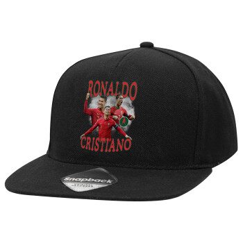 Κριστιάνο Ρονάλντο, Καπέλο Ενηλίκων Flat Snapback Μαύρο, (POLYESTER, ΕΝΗΛΙΚΩΝ, UNISEX, ONE SIZE)
