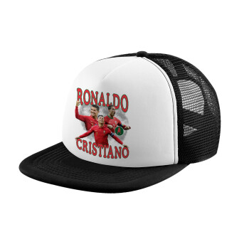 Κριστιάνο Ρονάλντο, Καπέλο Ενηλίκων Soft Trucker με Δίχτυ Black/White (POLYESTER, ΕΝΗΛΙΚΩΝ, UNISEX, ONE SIZE)