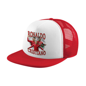 Cristiano Ronaldo, Καπέλο Ενηλίκων Soft Trucker με Δίχτυ Red/White (POLYESTER, ΕΝΗΛΙΚΩΝ, UNISEX, ONE SIZE)
