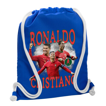 Κριστιάνο Ρονάλντο, Τσάντα πλάτης πουγκί GYMBAG Μπλε, με τσέπη (40x48cm) & χονδρά κορδόνια