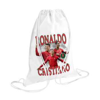 Cristiano Ronaldo, Τσάντα πλάτης πουγκί GYMBAG λευκή (28x40cm)