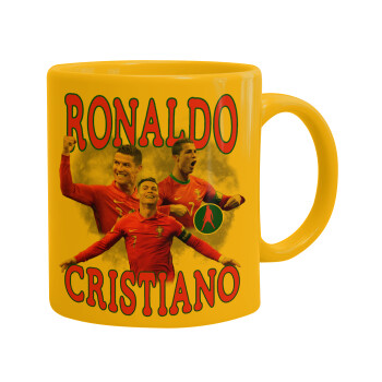 Cristiano Ronaldo, Ceramic coffee mug yellow, 330ml (1pcs)