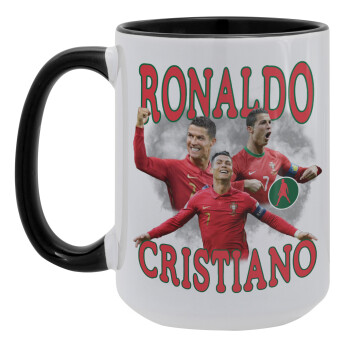 Cristiano Ronaldo, Κούπα Mega 15oz, κεραμική Μαύρη, 450ml
