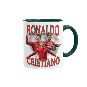 Cristiano Ronaldo, Mug colored green, ceramic, 330ml