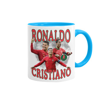 Cristiano Ronaldo, Mug colored light blue, ceramic, 330ml