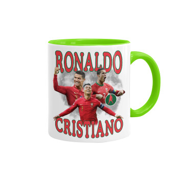 Cristiano Ronaldo, Mug colored light green, ceramic, 330ml
