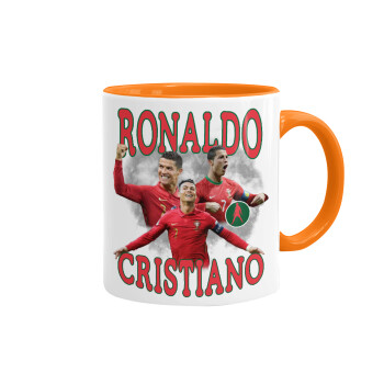 Cristiano Ronaldo, Mug colored orange, ceramic, 330ml