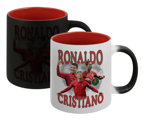 Cristiano Ronaldo — Magic mug with red interior, ceramic, 330ml, changes colour with hot drinks