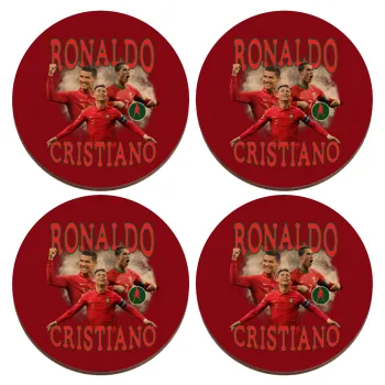 Cristiano Ronaldo, ΣΕΤ x4 Σουβέρ ξύλινα στρογγυλά plywood (9cm)