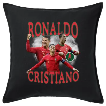 Cristiano Ronaldo, Sofa cushion black 50x50cm includes filling
