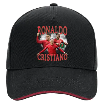 Cristiano Ronaldo, DRILL Adult Ultimate Hat BLACK/RED, (100% COTTON, ADULT, UNISEX, ONE SIZE)
