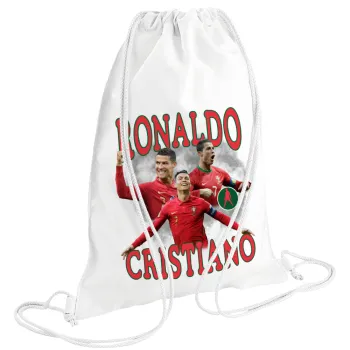 Cristiano Ronaldo, Backpack pouch GYMBAG white (28x40cm)