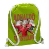Backpack bag GYMBAG LIME GREEN, with pocket (40x48cm) & thick cords