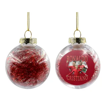 Cristiano Ronaldo, Transparent Christmas tree ball ornament with red filling 8cm