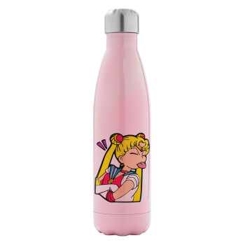 Sailor Moon, Metal mug thermos Pink Iridiscent (Stainless steel), double wall, 500ml