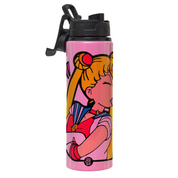 Sailor Moon, Μεταλλικό παγούρι νερού με καπάκι ασφαλείας, αλουμινίου 850ml