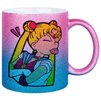 Sailor Moon, Κούπα Χρυσή/Μπλε Glitter, κεραμική, 330ml