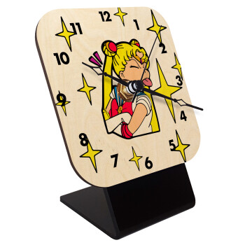 Sailor Moon, Quartz Table clock in natural wood (10cm)