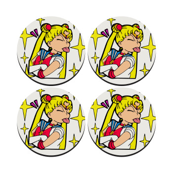 Sailor Moon, SET of 4 round wooden coasters (9cm)