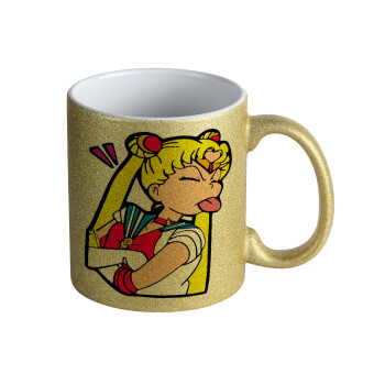 Sailor Moon, Κούπα Χρυσή Glitter που γυαλίζει, κεραμική, 330ml