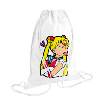 Sailor Moon, Τσάντα πλάτης πουγκί GYMBAG λευκή (28x40cm)
