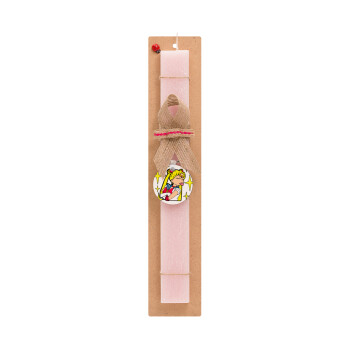 Sailor Moon, Πασχαλινό Σετ, ξύλινο μπρελόκ & πασχαλινή λαμπάδα αρωματική πλακέ (30cm) (ΡΟΖ)