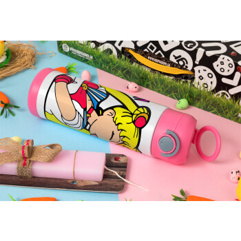 Sailor Moon, Πασχαλινή Λαμπάδα με Παιδικό παγούρι θερμό, ανοξείδωτο, με καλαμάκι ασφαλείας, ΡΟΖ (500ml)