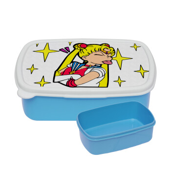 Sailor Moon, ΜΠΛΕ παιδικό δοχείο φαγητού (lunchbox) πλαστικό (BPA-FREE) Lunch Βox M18 x Π13 x Υ6cm