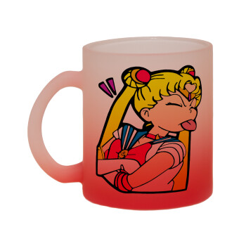 Sailor Moon, Κούπα γυάλινη δίχρωμη με βάση το κόκκινο ματ, 330ml
