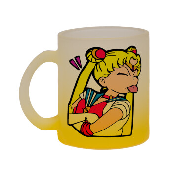 Sailor Moon, Κούπα γυάλινη δίχρωμη με βάση το κίτρινο ματ, 330ml