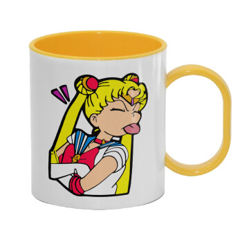 Sailor Moon, Κούπα (πλαστική) (BPA-FREE) Polymer Κίτρινη για παιδιά, 330ml