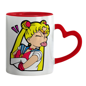 Sailor Moon, Κούπα καρδιά χερούλι κόκκινη, κεραμική, 330ml
