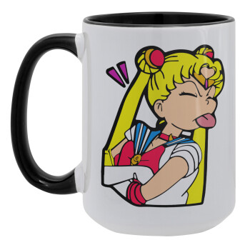 Sailor Moon, Κούπα Mega 15oz, κεραμική Μαύρη, 450ml