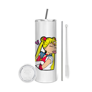 Sailor Moon, Eco friendly stainless steel tumbler 600ml, with metal straw & cleaning brush