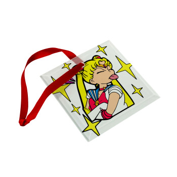 Sailor Moon, Στολίδι Χριστουγεννιάτικο στολίδι γυάλινο τετράγωνο 9x9cm