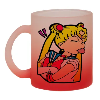 Sailor Moon, Κούπα γυάλινη δίχρωμη με βάση το κόκκινο ματ, 330ml