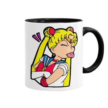 Sailor Moon, Κούπα χρωματιστή μαύρη, κεραμική, 330ml