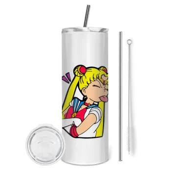 Sailor Moon, Tumbler stainless steel 600ml, with metal straw & cleaning brush